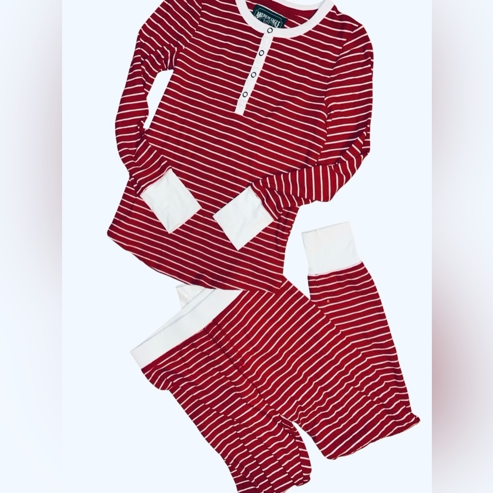 American Eagle Outfitters Red and White Striped Henley Pajama Set - Picture 2 of 2